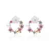 Boucles d'oreilles petites rondes - papillon - fleurs - perle - oxyde de zirconium - argent 925