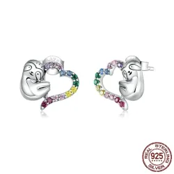 Paresseux lent avec coeur en zircon coloré - argent sterling 925