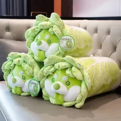 Chien chou vert - oreiller moelleux - jouet