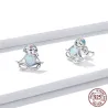 Paresseux avec coeur d'opale - Boucles d'oreilles en argent sterling 925