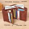 Portefeuille à la mode - porte-cartes de crédit - antivol RFID - pliable - cuir véritable