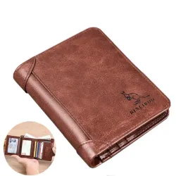 Portefeuille à la mode - porte-cartes de crédit - antivol RFID - pliable - cuir véritable