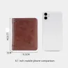 Portefeuille à la mode - porte-cartes de crédit - antivol RFID - pliable - cuir véritable