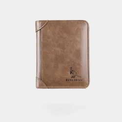 Portefeuille à la mode - porte-cartes de crédit - antivol RFID - pliable - cuir véritable