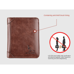 Portefeuille à la mode - porte-cartes de crédit - antivol RFID - pliable - cuir véritable