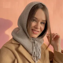 Bonnet d'hiver chaud - capuche en cachemire tricoté - avec col - réglable