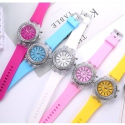 GENEVA - Quartz watch - crystals - silicone strap - with LED lightWatches