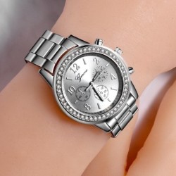 GENEVA - montre de luxe en acier inoxydable - avec strass / bracelet