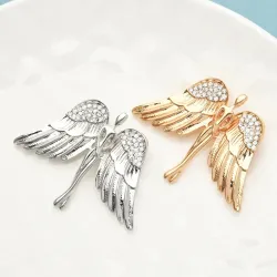 Broche ange grandes ailes - avec cristaux