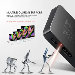 Répartiteur HDMI 4K - Full HD - 1080P - Amplificateur 1 entrée 2 sorties - double affichage - pour HDTV DVD PS3 Xbox