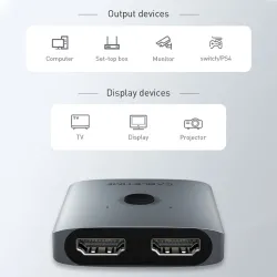 Splitter HDMI 4K - 60Hz - Adaptateur 1x2/2x1 - Convertisseur 2 en 1