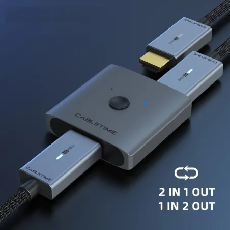 Splitter HDMI 4K - 60Hz - Adaptateur 1x2/2x1 - Convertisseur 2 en 1