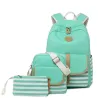 Striped canvas backpack - schoolbag - 3 pieces setBags