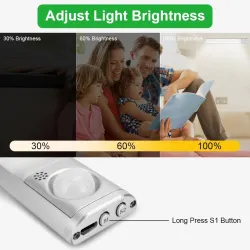 Lampe de placard à LED - avec détecteur de mouvement - lampe intelligente USB - veilleuse sans fil - bande magnétique