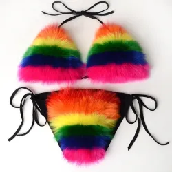 Ensemble bikini sexy coloré - avec push up - fourrure de renard
