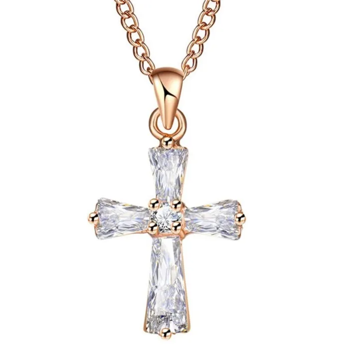 Crystal cross shaped pendant - with necklaceNecklaces