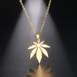 Pendentif feuille d'érable - collier en acier inoxydable