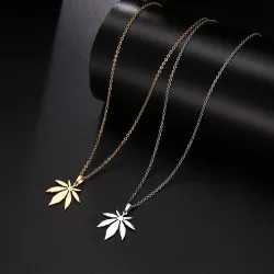 Maple leaf pendant - stainless steel necklaceNecklaces