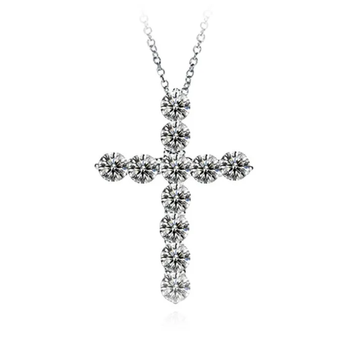 Pendentif croix cristal blanc - avec collier