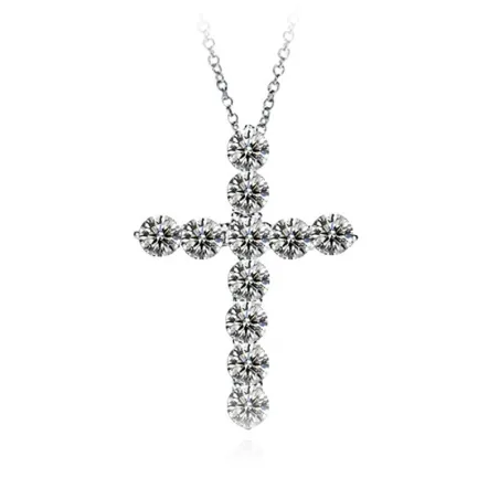 Pendentif croix cristal blanc - avec collier