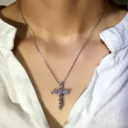 Pendentif croix cristal blanc - avec collier