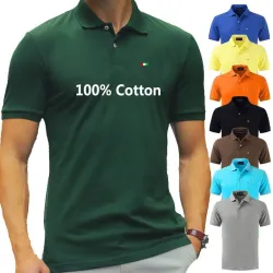 T-shirt polo manches courtes - col boutonné - coton