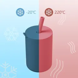Gobelet en silicone pour enfants - eau froide / chaude - avec paille - étanche - sans BPA - imprimé animal
