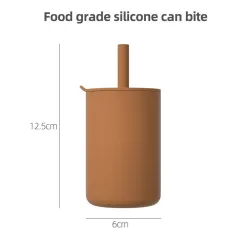 Gobelet en silicone pour enfants - eau froide / chaude - avec paille - étanche - sans BPA - imprimé animal