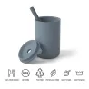 Gobelet en silicone pour enfants - eau froide / chaude - avec paille - étanche - sans BPA - couleur unie