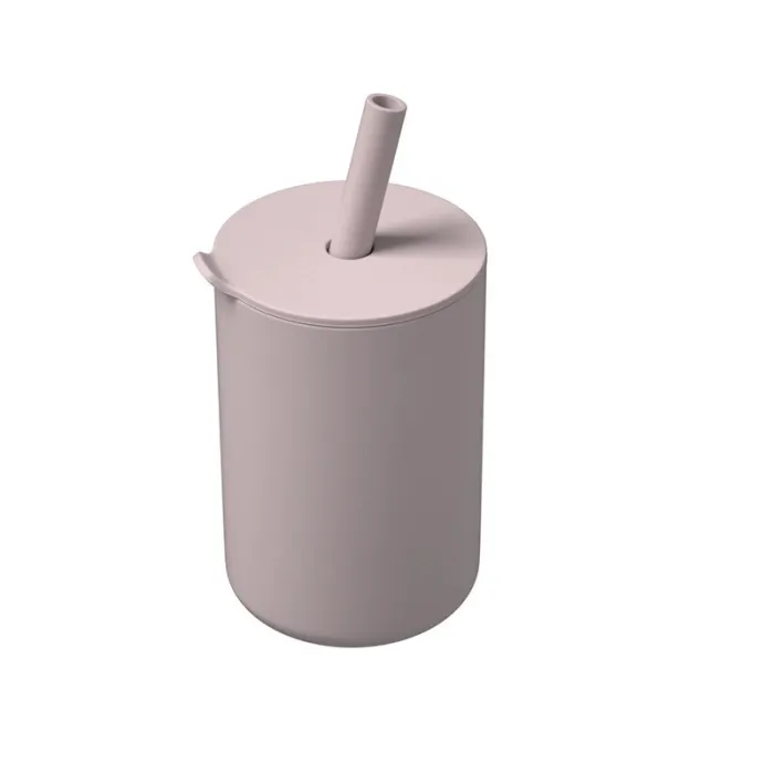 Gobelet en silicone pour enfants - eau froide / chaude - avec paille - étanche - sans BPA - couleur unie