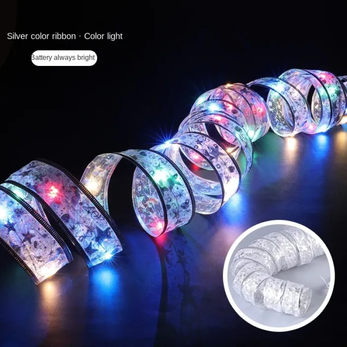 Ruban LED brodé - Décoration sapin de Noël - à piles