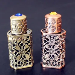 Flacon de parfum métal rétro - avec cristal - style arabe - 3ml