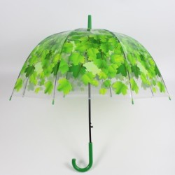 Parapluie coloré transparent - manche long - feuilles d'érable