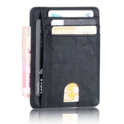Portefeuille en cuir mince - porte-cartes de crédit - blocage RFID