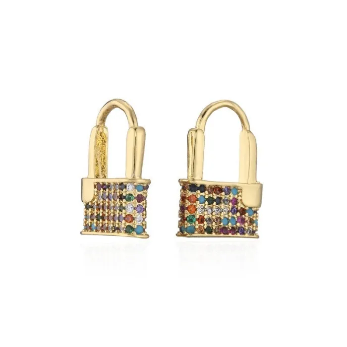 Boucles d'oreilles en or en forme de cadenas - avec cristaux