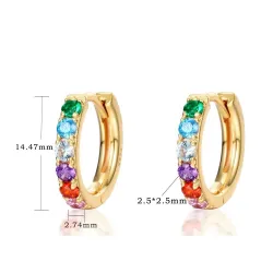 Boucles d'oreilles rondes élégantes - cristaux colorés - argent sterling 925
