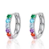 Boucles d'oreilles rondes élégantes - cristaux colorés - argent sterling 925