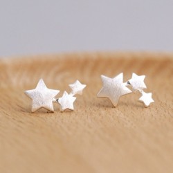 Silver triple star - earringsEarrings