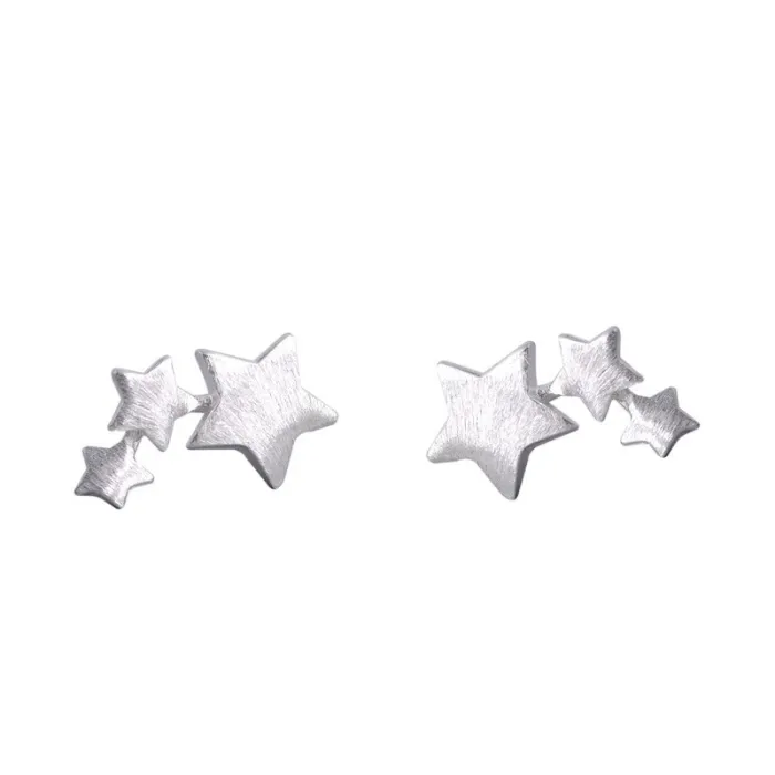 Triple étoile en argent - boucles d'oreilles