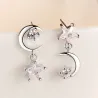 Star / moon asymmetric earrings - with crystalsEarrings