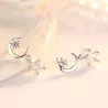 Boucles d'oreilles asymétriques étoile/lune - avec cristaux