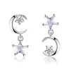 Boucles d'oreilles asymétriques étoile/lune - avec cristaux