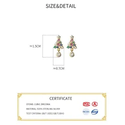Sapin de Noël en cristal coloré - Boucles d'oreilles en argent sterling 925