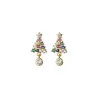 Sapin de Noël en cristal coloré - Boucles d'oreilles en argent sterling 925
