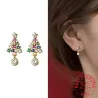 Sapin de Noël en cristal coloré - Boucles d'oreilles en argent sterling 925