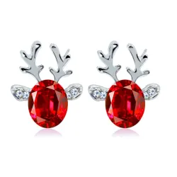 Boucles d'oreilles Elk de Noël - avec cristal