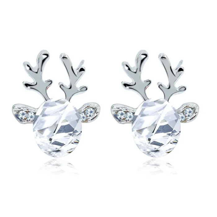 Boucles d'oreilles Elk de Noël - avec cristal