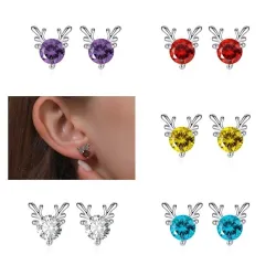 Boucles d'oreilles Elk de Noël - avec cristal
