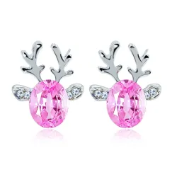 Boucles d'oreilles Elk de Noël - avec cristal