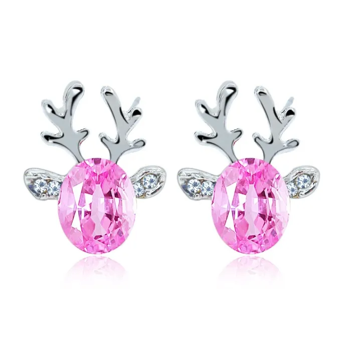 Boucles d'oreilles Elk de Noël - avec cristal